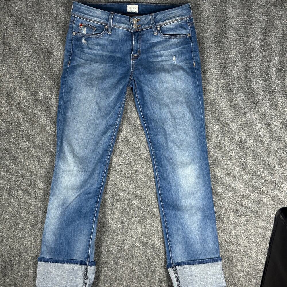 Hudson Jeans Womens 28 Blue Crop Cuffed Stretch Flap Pocket Premium Denim USA